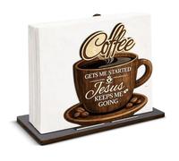 Christian Coffee Wooden Napkin Holder for Table Kitchen Coffee Bar Decor
