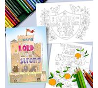 Christian Colouring Postcards, Proverbs, Pack of 10 different designs, with coloured Bible verse on reverse. Makes a great Christian gift for adults or children, by Just Cards Direct.