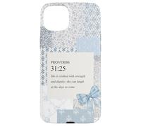 Christian Coquette Blue Quilt Patchwork Jesus God Religious Case for iPhone 15 Plus