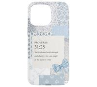 Christian Coquette Blue Quilt Patchwork Jesus God Religious Case for iPhone 15 Pro Max