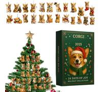 Christian Countdown Dog Motif 2D Acrylic Decorative Pendant - 24 Day December Down Counter Calendar for Christmas Tree Backpack Bag for Christmas Stocking