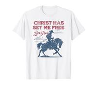Christian Cowboy Set Free Western Gear Bible Scripture Jesus T-Shirt