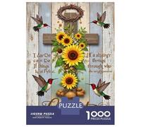 Christian Cross Art 1000 Pieces Jigsaw Puzzle Set Classic Jigsaw Puzzle Sturdy Cardboard Couple Puzzle Partners Ultra Difficult Home Activity 52x38cm/1000pcs