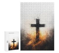 Christian Cross Art Print - Adult Tabletop Puzzle, 300 PCS, Winter Gift - for Mindful Leisure