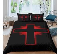 Christian cross duvet cover, the cross represents happiness, luck, angel's protection, 3-piece bedding set for religious believers,king size duvet cover sets