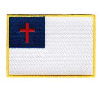 Christian Cross Flag Embroidered Patch Iron-On Religious Symbol Protestant Emblem