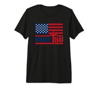 Christian Cross God and Muay Thai US Flag Thai Boxing Premium T-Shirt