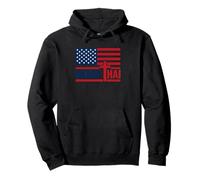 Christian Cross God and Muay Thai US Flag Thai Boxing Pullover Hoodie