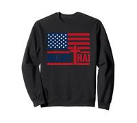 Christian Cross God and Muay Thai US Flag Thai Boxing Sweatshirt