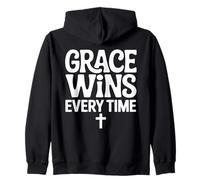 Christian Cross - Grace Wins Every Time Zip Hoodie