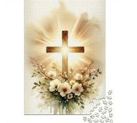 Christian Cross Light 1000 Pieces Classic Jigsaw Puzzle for Adults All Ages Premium Cardboard Home Decor Wall Art Gift for Women At-home Relaxation Jigsaw 70x50cm/1000pcs