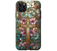 Christian Cross Mosaic Stained Glass Wildflower Floral Case for iPhone 11 Pro Max