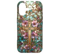 Christian Cross Mosaic Stained Glass Wildflower Floral Case for iPhone 17