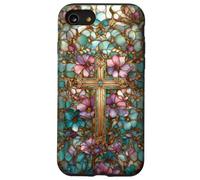 Christian Cross Mosaic Stained Glass Wildflower Floral Case for iPhone SE (2020) / 7/8