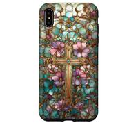 Christian Cross Mosaic Stained Glass Wildflower Floral Case for iPhone XS Max