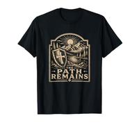 Christian Cross Shield The Path Remains Mountain T-Shirt