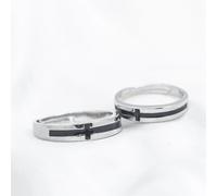 Christian Cross Silver Couple Promise His and Her Ring set The Colourful Aura Silver One Size