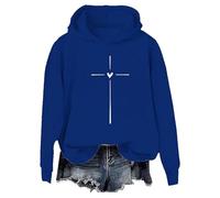 Christian Cross Sweatshirt Christian Faith Cross Shirt for Women (Blue M)