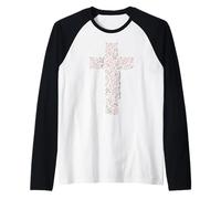 Christian Cross Tee Autumn Leaves Grateful Thankful Blessed Raglan Baseball Tee