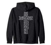 Christian Cross Tee Autumn Leaves Grateful Thankful Blessed Zip Hoodie