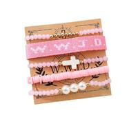 Christian Cross WWJD Stretch Bracelets WWJD Cross Crystal Beads Braided Rope Bracelet Handmade Adjustable Christian What Would Jesus Do Wristbands for Women Men Religious Jewelry Gifts, M, Stone, no