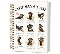 Christian Dachshund Notebook Journal, Christian Gifts for Women, Dachshund Notebook A5 with Bible Verses “God Says You Are…”, Sausage Dog Journal 80 Pages, Religious Gifts for Dog Lovers, 21x14cm