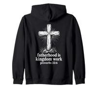 Christian Dad Fatherhood is Kingdom Work Cross Zip Hoodie