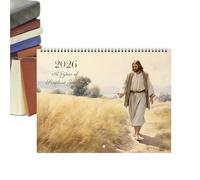 Christian Daily Planner with Jesus Calendar 2026, Wall Calendar with Religious Scenery & Habit Tracker, Hangable Decorative Planner for Daily Planning, Home, Workplace, Classroom, Dorm, Family
