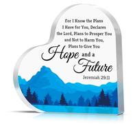 Christian Decor for Women Men Acrylic Plaque Bible Verses Desk Decorative Sign Inspirational Religious Gifts Faith Based Gift Catholic Birthday Christmas Thanksgiving Gift for Mom Dad Sister Friend