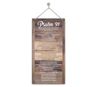 Christian Decor, Psalms 91 Sign, Decorative Wall Plaque, Rustic Door Sign with Hanging Rope, Christian Inspirational Quotes Hanging Sign, Religious Wall Decor, Home Decor Art, Baptism Gift