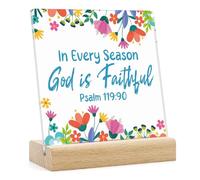 Christian Desk Decor Religious Gifts for Women Men Acrylic Sign for Home Office Inspirational Scripture Bible Verses Acrylic Sign with Wooden Stand Christian Gifts for Women Men Friends