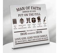 Christian Desk Decorations Signs for Men Inspirational Spiritual Baptism Gift with Bible Verse Religious Gift for Family Friends Christmas Birthday Present Desk Sign Plaque for Home Office