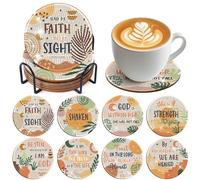 Christian Diamond Art Coasters - 8 Pcs Religious Diamond Painting Coasters Kit for Adult, Bohemian 3D Rhinestone Gem Art DIY Craft Kit for Women