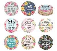 Christian Diamond Art Painting Coasters - 8 Pcs Christian Bible Verse Diamond Painting Coasters Colorful Kit for Art Kits Adults Women Supplies and Crafts Kits Girls Gifts with Holders