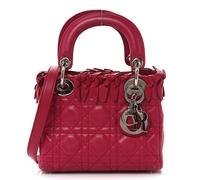 Christian Dior Cannage Bow Mini Lady Dior Leather Bag - Fuchsia