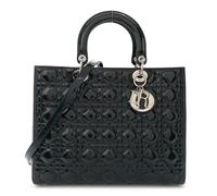 Christian Dior Patent Cannage Tote Bag - Navy Blue