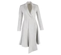 Christian Dior Women's Preloved Asymmetric Midi Dress Coat in Grey Wool | Size: 36