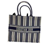 Christian Dior Women's Preloved Large Book Tote in Navy Blue Cotton