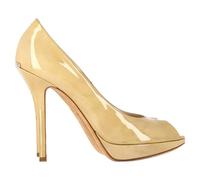 Christian Dior Women's Preloved Miss Peep-Toe Pumps in Yellow Patent Leather | Size: 5.5