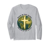 Christian Distressed Earth Cross, Walk in The Word Long Sleeve T-Shirt