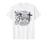Christian Don't Give Up Fight Worry Ends Faith Begins God T-Shirt