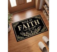 Christian Doormat 18x30 Inch, Walk by Faith Bible Verse Entryway Mat