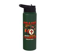 Christian Drummer Praise Him with Loud Cymbals Stainless Steel Insulated Water Bottle