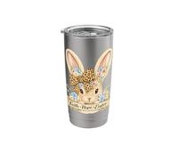 Christian Easter Bunny Leopard Pattern Bow Art Cottagecore Stainless Steel Insulated Tumbler