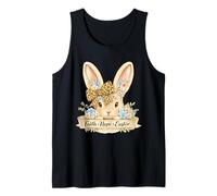 Christian Easter Bunny Leopard Pattern Bow Art Cottagecore Tank Top