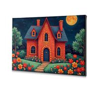 Christian Easter Decor Magical Night At The Red Brick House Canvas Decorative Picture Bathroom Wall Art Bathroom Wall Decor(40x60cm)