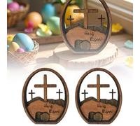 Christian Easter Decoration Ornaments, Resurrected Tomb, Easter Resurrection Decorations, He is Risen Christianity, Empty Tomb Easter Scene, Wood Egg (2 pcs)