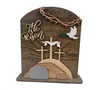 Christian Easter Decoration Ornaments, Resurrected Tomb, Easter Resurrection Decorations, He is Risen Christianity, Empty Tomb Easter Scene, Wood Egg