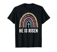 Christian Easter Shirt Leopard Rainbow He Is Risen T-Shirt