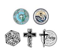 Christian Enamel Lapel Pin Set of 5 Bible Verse Cross Pins for God So Loved the World Don't Worry God Be With You Appreciate Faith Prayer Religious Pin Badge Gifts for Women Men